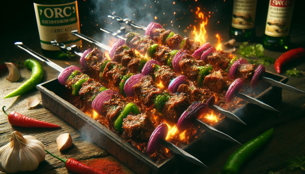 Orc's Spicy Meat Skewers: A Fiery Feast from the Wild